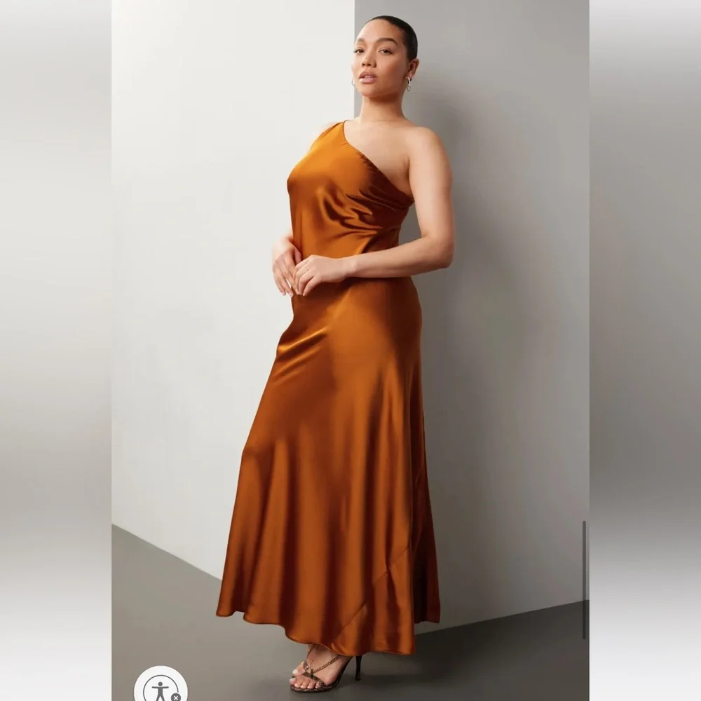 Sz 16 Obando‎ collective copper orange one shoulder sleeveless maxi gown RTR xl - Picture 2 of 14